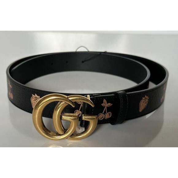New Gucci Women\'s GG Marmont Leather Belt Black 95/38 Italy 625839